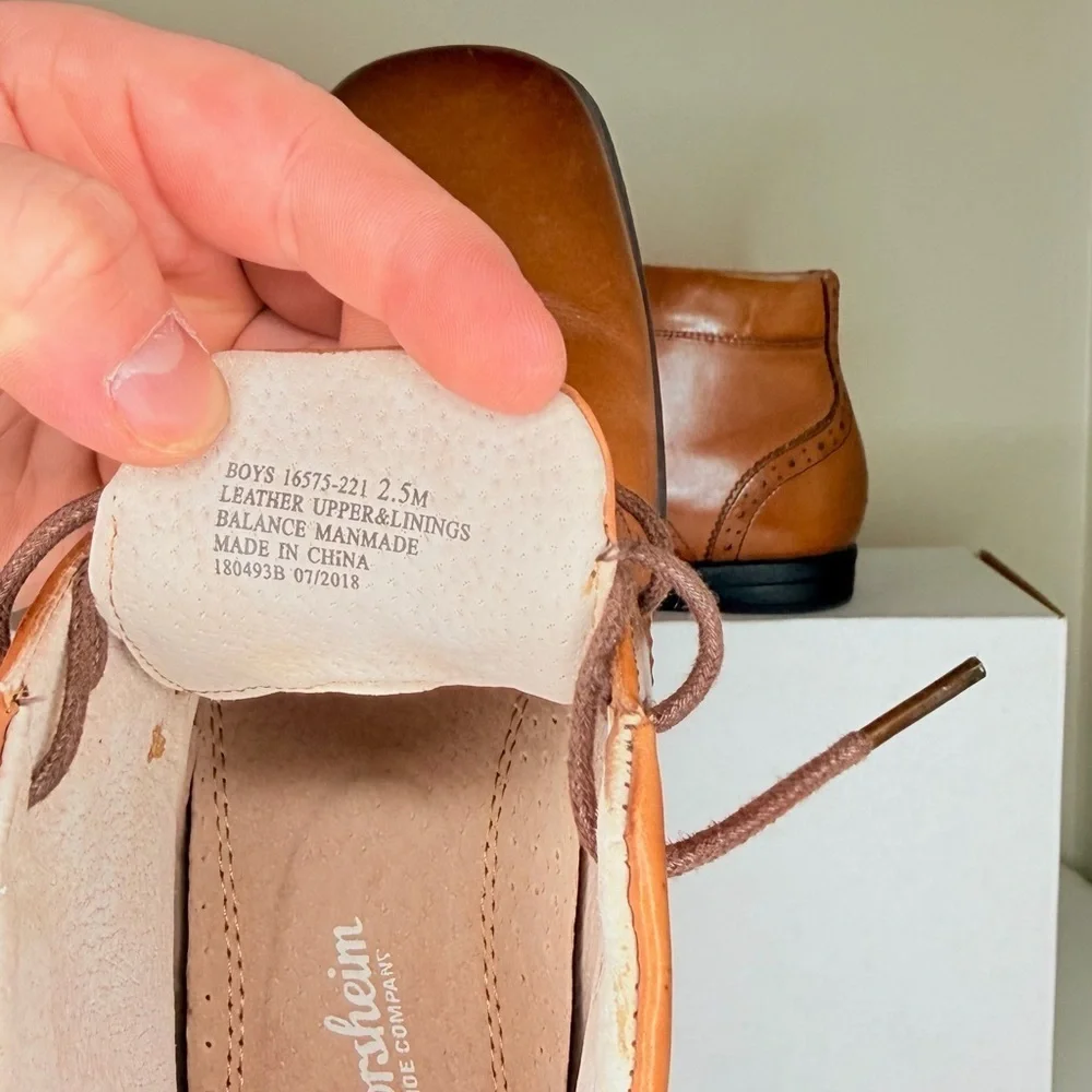 Kids Florsheim Sz 2.5 Tan Leather Ankle Boots